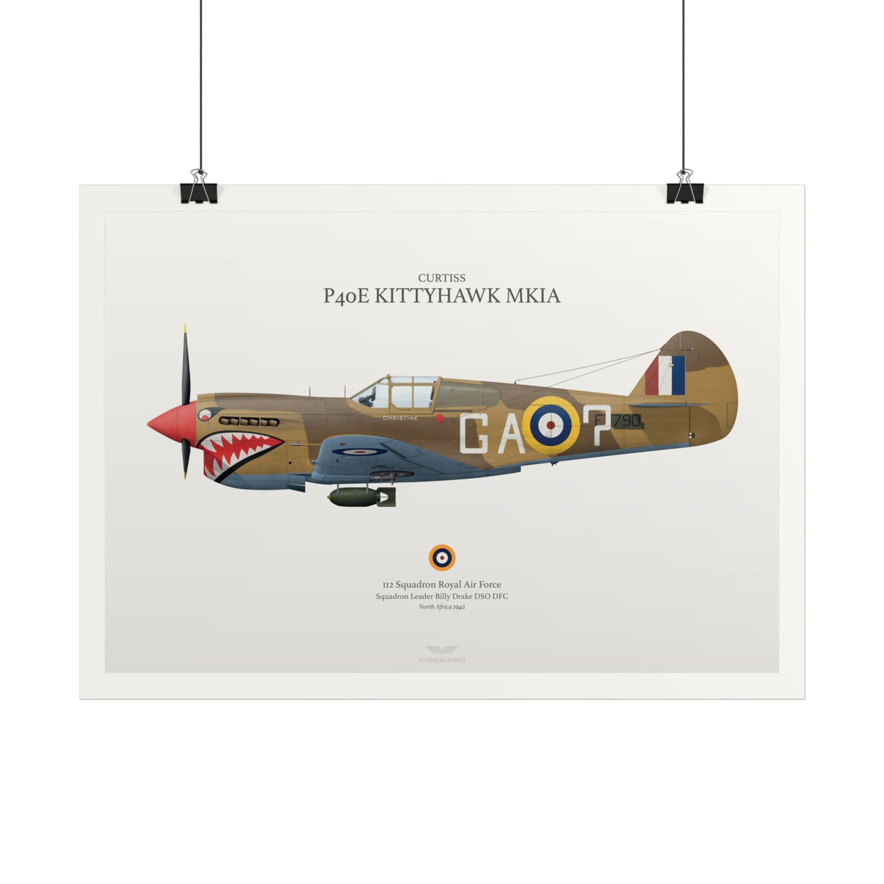 Curtiss P40e Kittyhawk Mkia - Art Print A2 & A3