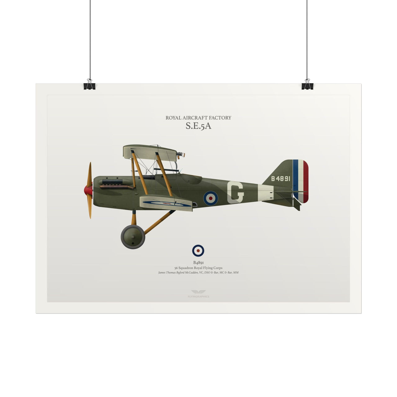 Royal Aircraft Factory S.E.5a - Art Print A2 i A3