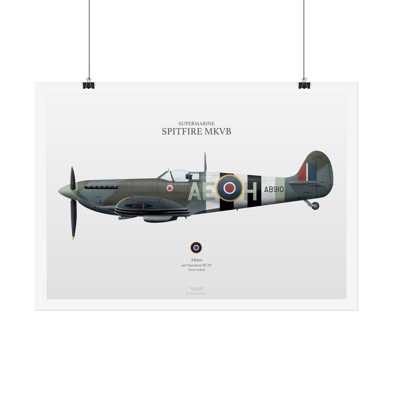 Supermarine spitfire mkvb - impressão de arte A2 e A3
