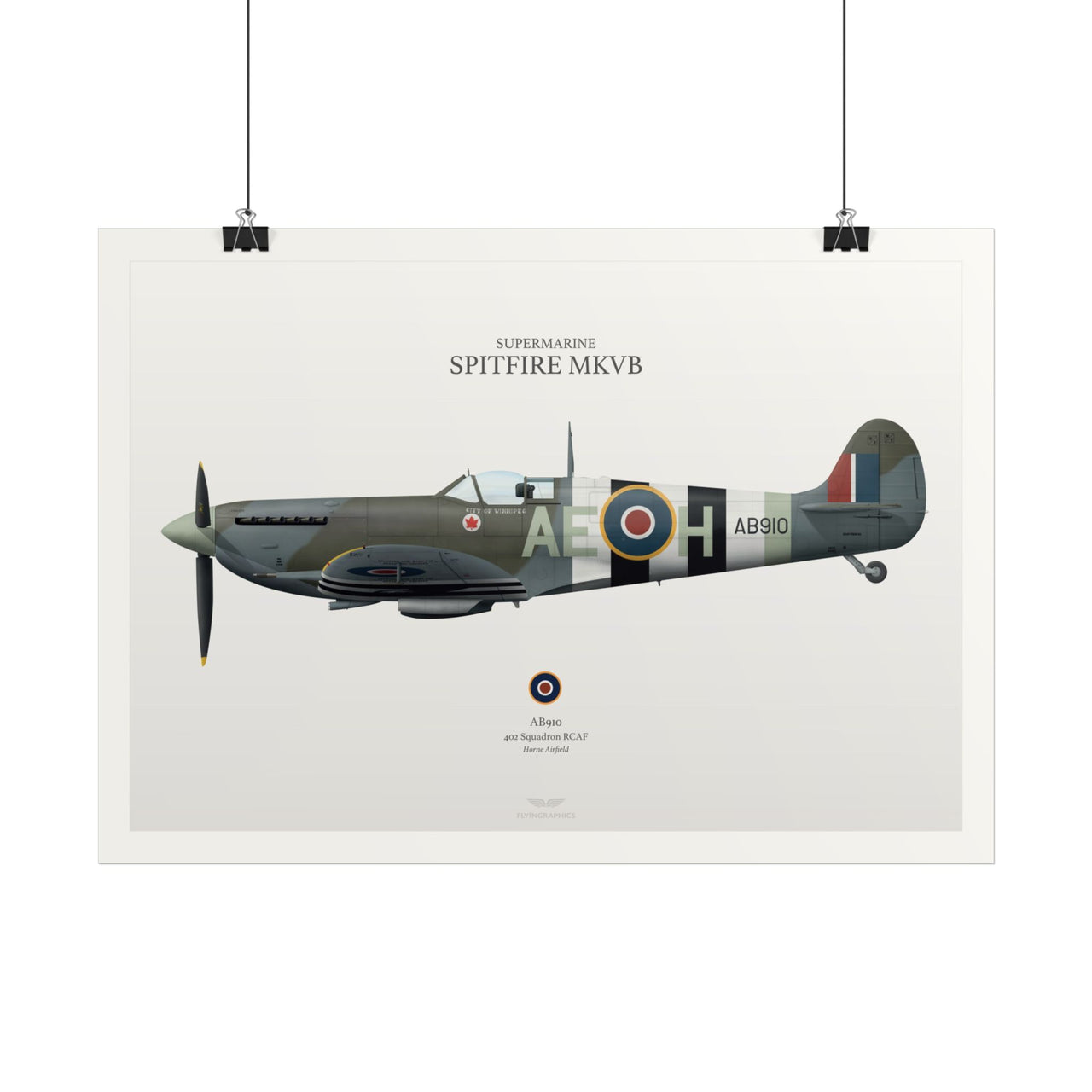 Supermarine spitfire mkvb - impressão de arte A2 e A3