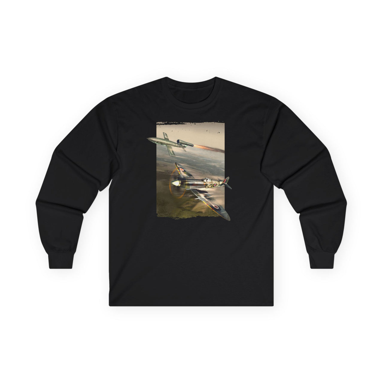 Spitfire und V1 Doodlebug-Long-Alt-T-Shirt
